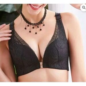 Floral Secrets Comfort Rose Bra New, Black,  32C